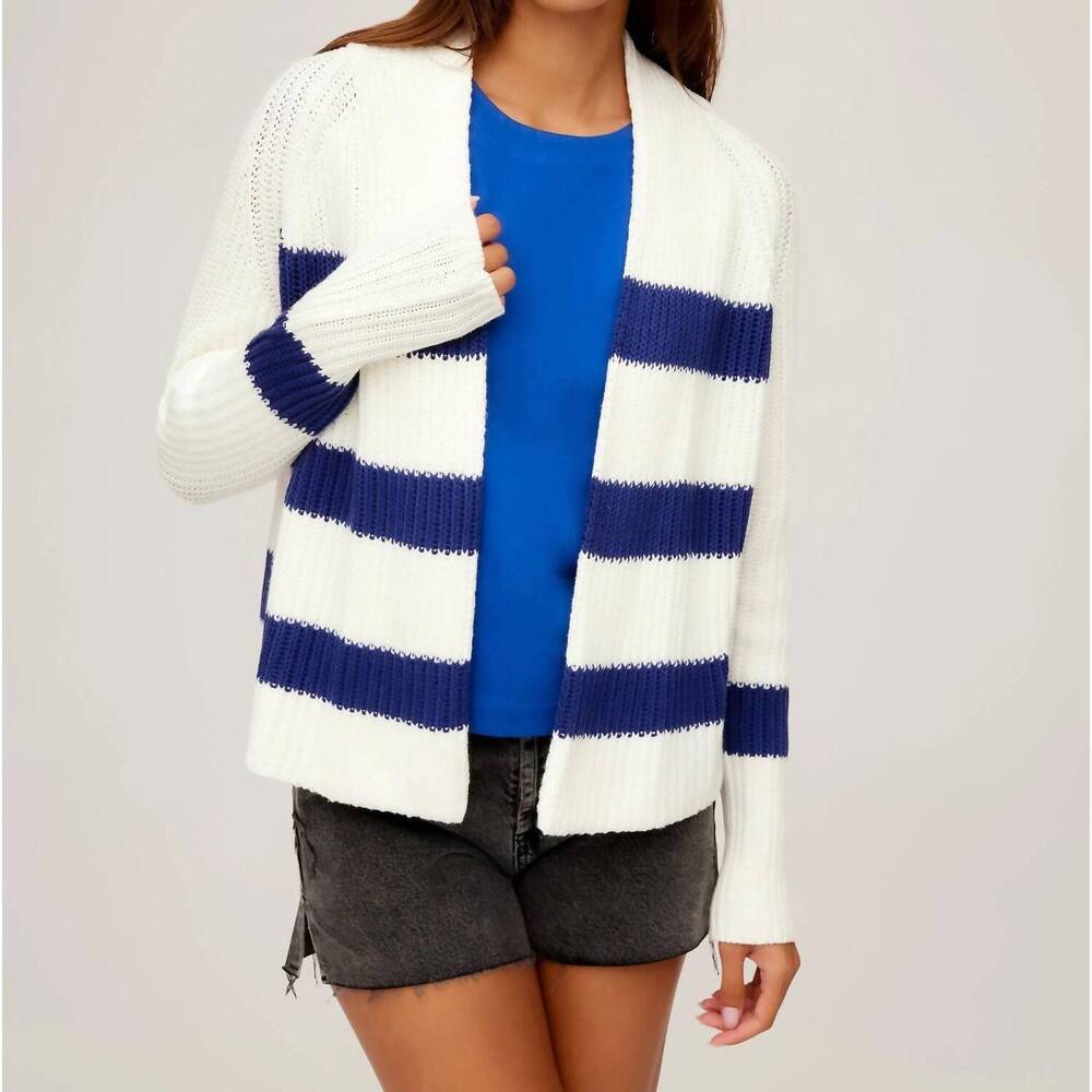 NEW FIFTEEN TWENTY cely cropped cardigan in blue/white